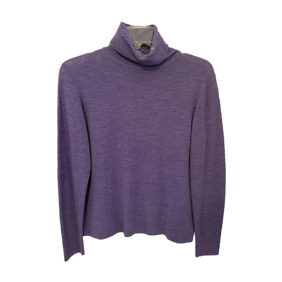 Eileen Fisher Sweater Womens Petite Small Purple Turtleneck Knit Italian Yarn - Picture 1 of 6